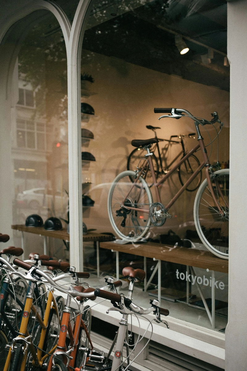 Bicycles on display in the shop