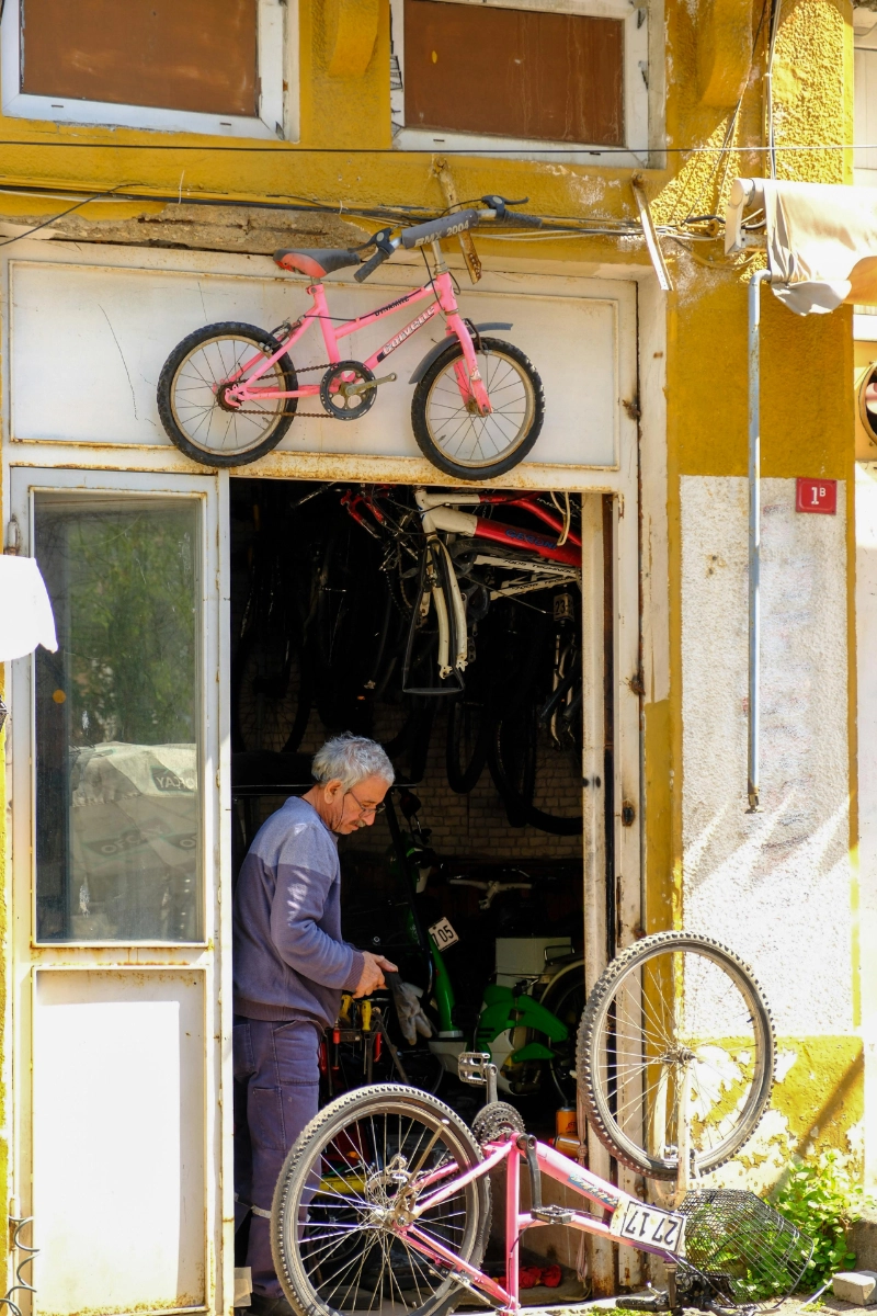 Bike repair in progress